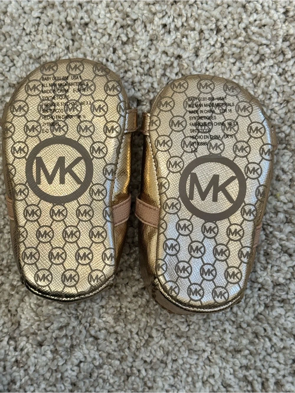 Michael Kors Kids Metallic Gold Mary Jane Flats